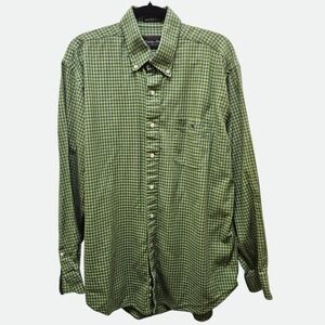 Jimmy and Sook Mens L Green Plaid LS Button Down Shirt Crab Pocket Harvest Twill
